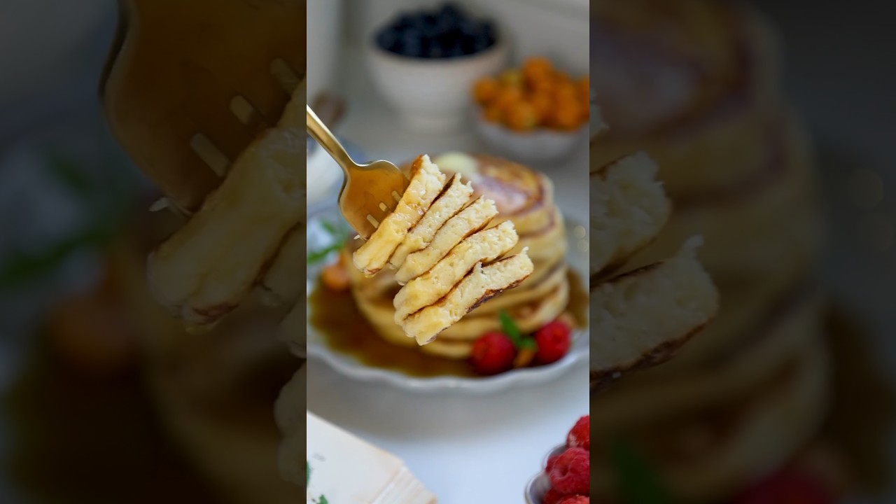 The FLUFFIEST Cottage Cheese Pancakes #breakfast