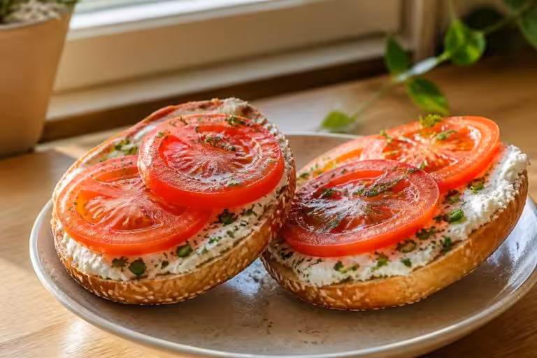 découvrez notre recette facile et savoureuse de bagel salé au cream cheese, aux herbes fraîches et tomates, pour un repas gourmand et rapide à préparer.